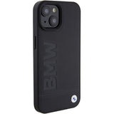 Husa pentru iPhone 15 Plus, BMW Natural Leather Hot Stamp (BMHCP15MSLLBK), negru