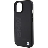 Husa pentru iPhone 15 Plus, BMW Natural Leather Hot Stamp (BMHCP15MSLLBK), negru
