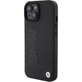 Husa pentru iPhone 15 Plus, BMW Natural MagSafe Leather Hot Stamp (BMHMP15MSLLBK), negru