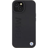 Husa pentru iPhone 15 Plus, BMW Natural MagSafe Leather Hot Stamp (BMHMP15MSLLBK), negru