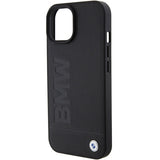 Husa pentru iPhone 15 Plus, BMW Natural MagSafe Leather Hot Stamp (BMHMP15MSLLBK), negru