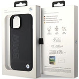Husa pentru iPhone 15 Plus, BMW Natural MagSafe Leather Hot Stamp (BMHMP15MSLLBK), negru