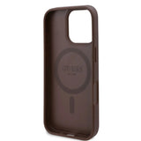 Husa pentru iPhone 16 Pro Max, Guess Hardcase 4G Flower Print MagSafe (GUHMP16XP4ROPEMCW), maro