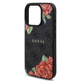 Husa pentru iPhone 16 Pro Max, Guess Hardcase 4G Flower Print MagSafe (GUHMP16XP4ROPEMCK), negru