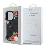 Husa pentru iPhone 16 Pro, Guess Hardcase 4G Flower Print MagSafe (GUHMP16LP4ROPEMCK), negru