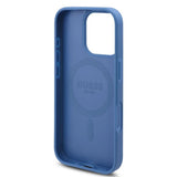 Husa pentru iPhone 16 Pro, Guess Hardcase 4G Flower Print MagSafe (GUHMP16LP4ROPEMCB), albastru