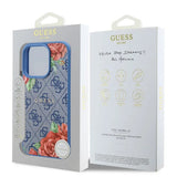 Husa pentru iPhone 16 Pro, Guess Hardcase 4G Flower Print MagSafe (GUHMP16LP4ROPEMCB), albastru