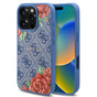 Husa pentru iPhone 16 Pro, Guess Hardcase 4G Flower Print MagSafe (GUHMP16LP4ROPEMCB), albastru