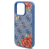 Husa pentru iPhone 16 Pro, Guess Hardcase 4G Flower Print MagSafe (GUHMP16LP4ROPEMCB), albastru