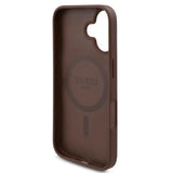 Husa pentru iPhone 16, Guess Hardcase 4G Flower Print MagSafe (GUHMP16SP4ROPEMCW), maro