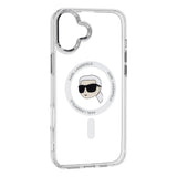 Husa pentru iPhone 16, Karl Lagerfeld IML MagSafe (KLHMP16SHLSKIH), alb