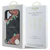 Husa pentru iPhone 16, Guess Hardcase 4G Flower Print MagSafe (GUHMP16SP4ROPEMCK), negru