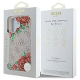 Husa pentru iPhone 16, Guess Hardcase 4G Flower Print MagSafe (GUHMP16SP4ROPEMCP), roz
