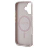 Husa pentru iPhone 16, Guess Hardcase 4G Flower Print MagSafe (GUHMP16SP4ROPEMCP), roz