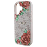 Husa pentru iPhone 16, Guess Hardcase 4G Flower Print MagSafe (GUHMP16SP4ROPEMCP), roz