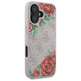 Husa pentru iPhone 16, Guess Hardcase 4G Flower Print MagSafe (GUHMP16SP4ROPEMCP), roz