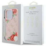 Husa pentru iPhone 16 Pro, Guess Hardcase 4G Flower Print MagSafe (GUHMP16LP4ROPEMCP), roz