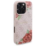 Husa pentru iPhone 16 Pro, Guess Hardcase 4G Flower Print MagSafe (GUHMP16LP4ROPEMCP), roz
