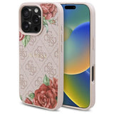 Husa pentru iPhone 16 Pro, Guess Hardcase 4G Flower Print MagSafe (GUHMP16LP4ROPEMCP), roz
