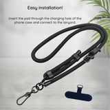 Techsuit Rope Crossbody Strap (RCS1-80), pentru Phones, Carabiner, Nylon Braided, Durable, reglabil, Deep Denim