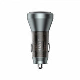 Incarcator auto Havit (CC2017), Type-C, USB, 45W, 3A, Visible Internal Structural Design, negru;albastru