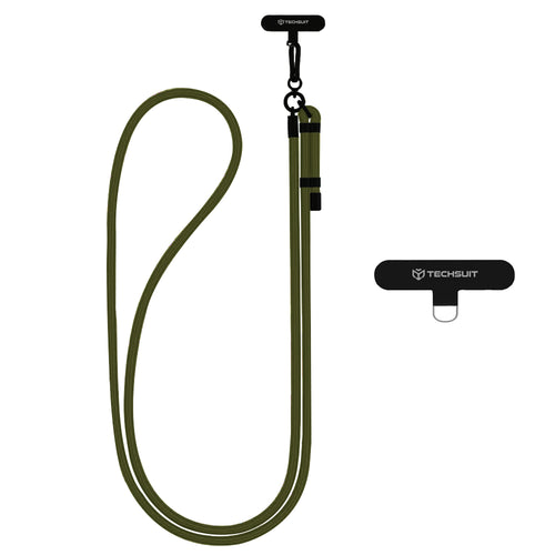 Techsuit Rope Crossbody Strap (RCS1-06), pentru Phones, Carabiner, Nylon Braided, Durable, reglabil, Moss Verde