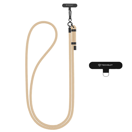 Techsuit Rope Crossbody Strap (RCS1-08), pentru Phones, Carabiner, Nylon Braided, Durable, reglabil, Champagne Mist