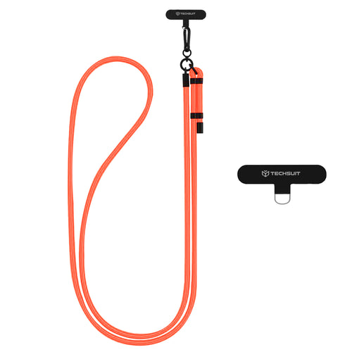 Techsuit Rope Crossbody Strap (RCS1-81), pentru Phones, Carabiner, Nylon Braided, Durable, reglabil, Sunset Portocaliu