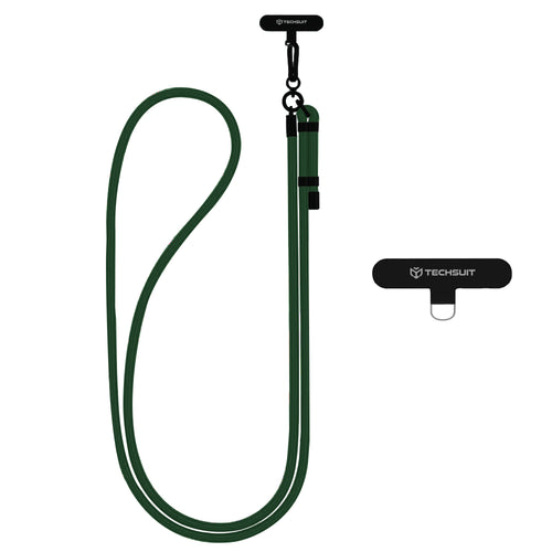 Techsuit Rope Crossbody Strap (RCS1-04), pentru Phones, Carabiner, Nylon Braided, Durable, reglabil, Forest Verde