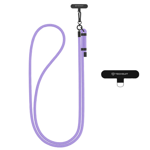 Techsuit Rope Crossbody Strap (RCS1-21), pentru Phones, Carabiner, Nylon Braided, Durable, reglabil, Lux Amethyst