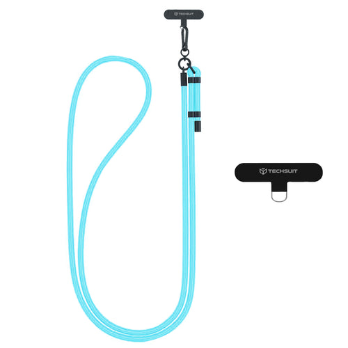 Techsuit Rope Crossbody Strap (RCS1-77), pentru Phones, Carabiner, Nylon Braided, Durable, reglabil, Arctic Albastru