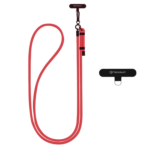 Techsuit Rope Crossbody Strap (RCS1-33), pentru Phones, Carabiner, Nylon Braided, Durable, reglabil, Red Velvet
