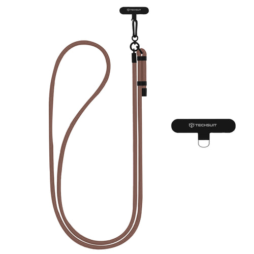 Techsuit Rope Crossbody Strap (RCS1-72), pentru Phones, Carabiner, Nylon Braided, Durable, reglabil, Coffee Bean