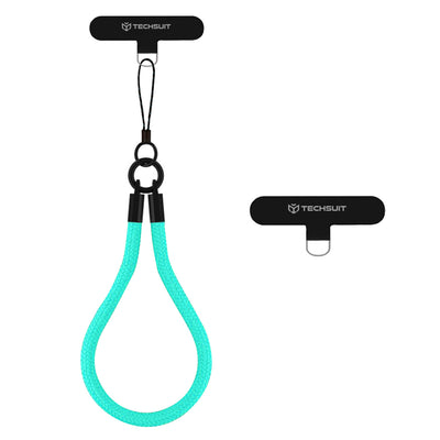 Techsuit Rope Wrist Strap (RWS2-70), pentru Phones, cu Keychain Cord, Nylon Braided, Durable, Universal, Caribbean Sea