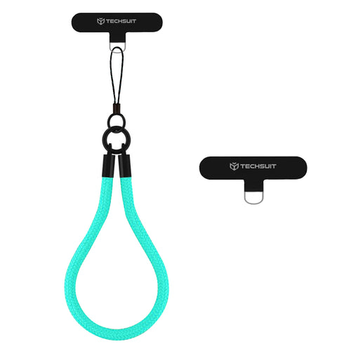 Techsuit Rope Wrist Strap (RWS2-70), pentru Phones, cu Keychain Cord, Nylon Braided, Durable, Universal, Caribbean Sea