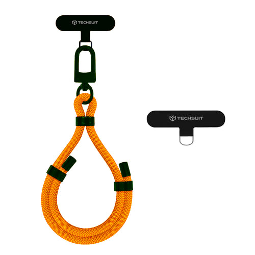 Techsuit Rope Wrist Strap (RWS1-03), pentru Phones, Carabiner, Nylon Braided, Durable, reglabil, Universal, Flame Portocaliu