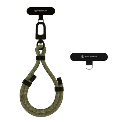 Techsuit Rope Wrist Strap (RWS1-04), pentru Phones, Carabiner, Nylon Braided, Durable, reglabil, Universal, Pine Forest