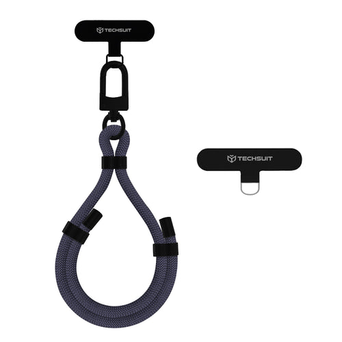 Techsuit Rope Wrist Strap (RWS1-01), pentru Phones, Carabiner, Nylon Braided, Durable, reglabil, Universal, Gunmetal Gri