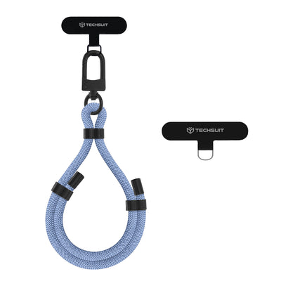 Techsuit Rope Wrist Strap (RWS1-21-23), pentru Phones, Carabiner, Nylon Braided, Durable, reglabil, Universal, Ash Gri