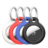 Husa AirTag Dux Ducis, PC Secure Holder (4Pack), Apple AirTag Case, cu Stainless Steel Ring, Black / White / Blue / Rosu