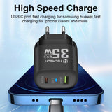 Incarcator retea Techsuit Premium (CHPD174), GaN, USB QC3.0, Type-C PD35W, alb