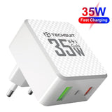 Incarcator retea Techsuit Premium Tiny Series (CHPD173), GaN, USB, Type-C, Incarcare rapida, PD35W, alb