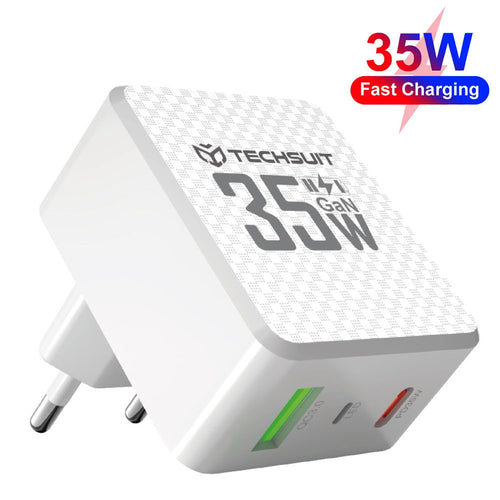Incarcator retea Techsuit Premium Tiny Series (CHPD173), GaN, USB, Type-C, Incarcare rapida, PD35W, alb