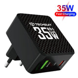 Incarcator retea Techsuit Premium Tiny Series (CHPD173), GaN, USB, Type-C, Incarcare rapida, PD35W, alb