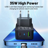Incarcator retea Techsuit Premium Tiny Series (CHPD173), GaN, USB, Type-C, Incarcare rapida, PD35W, alb