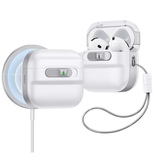 Husa casti pentru AirPods 4, ESR, Pulse Magnetic Halolock, alb