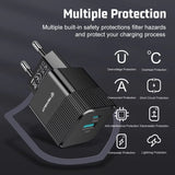 Incarcator retea Techsuit Premium Tiny Series (CHPD216), GaN, USB QC3.0, Type-C PD25W, alb