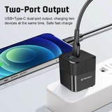 Incarcator retea Techsuit Premium Tiny Series (CHPD216), GaN, USB QC3.0, Type-C PD25W, alb