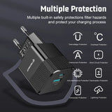 Incarcator retea Techsuit Premium Tiny Series (CHPD216), GaN, USB QC3.0, Type-C PD25W, alb