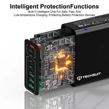 Incarcator retea Techsuit OctaChargeX (CHPD224), 4x USB, 4x Type-C, Incarcare rapida, 65W, alb